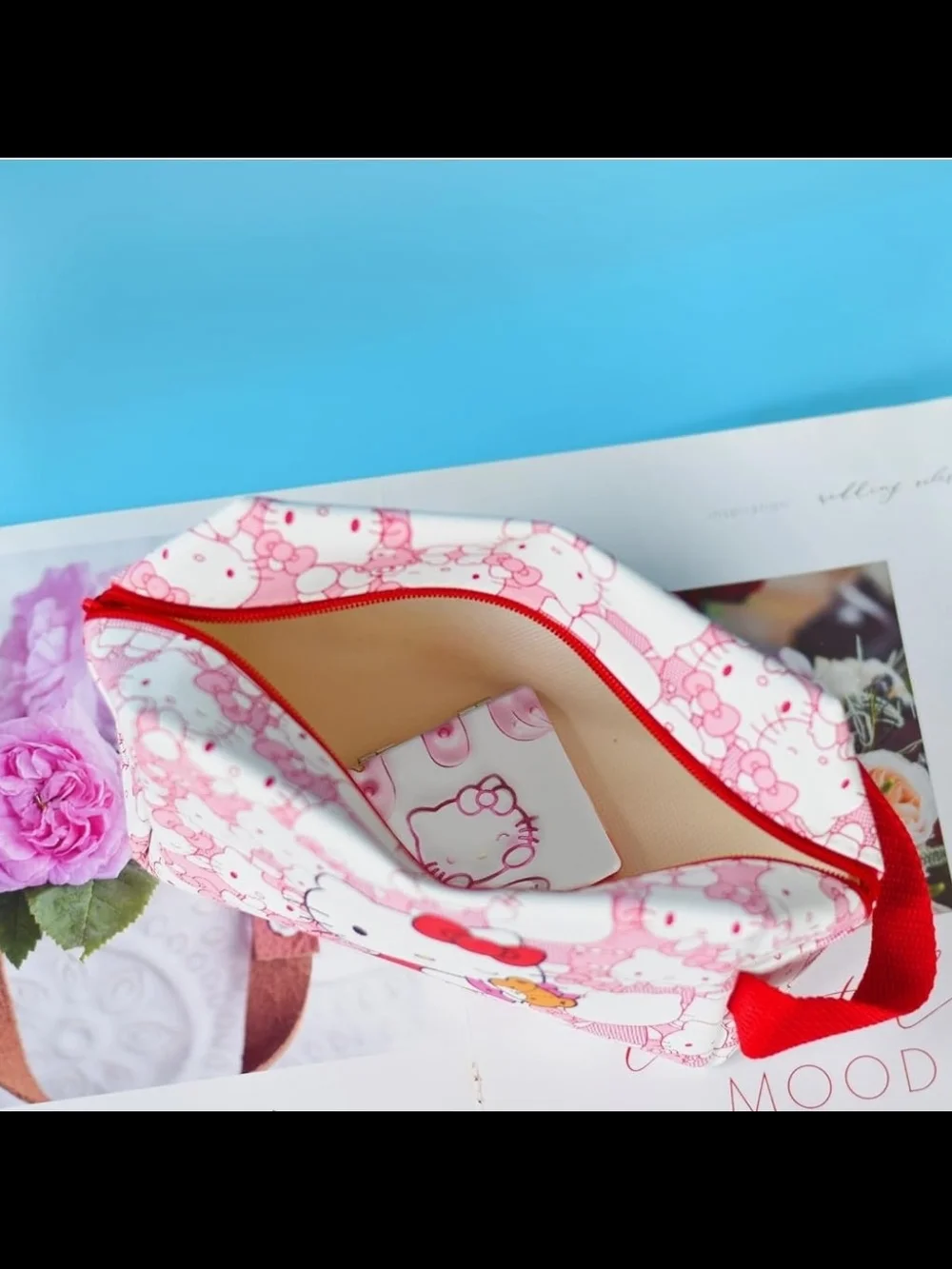 kitty Travel Cosmetic Large Capacity  Pouch/bag Makeup Bag with Mirror
